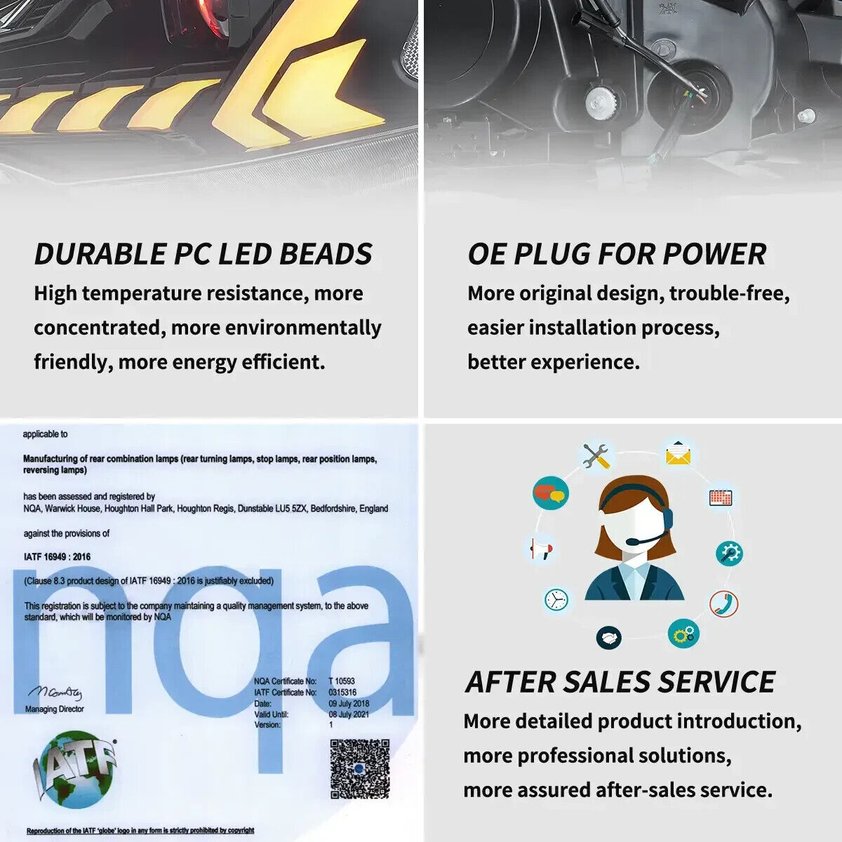 VLAND Pair 08-17 Mitsubishi Lancer Evo X DYNAM LED DRL Lightbar Demon Eyes Headlights LHD