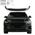 OW Front Bumper Lip Splitter AUDI SQ8 / Q8 S-Line Mk1 2018-2023 Gloss Black