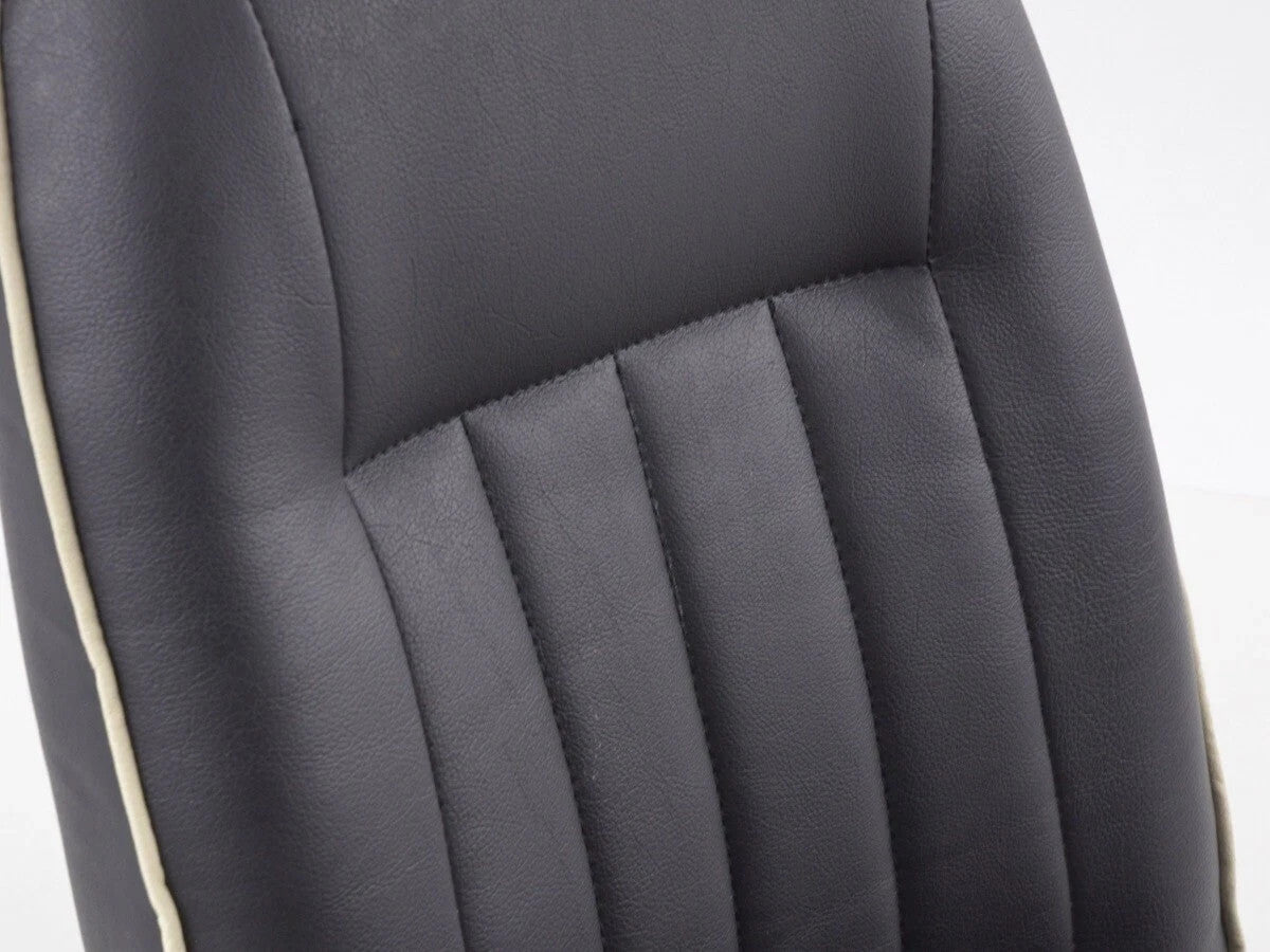 FKA Pair Bucket Seats Headrests White Piping Classic Car Retro Kit Vintage