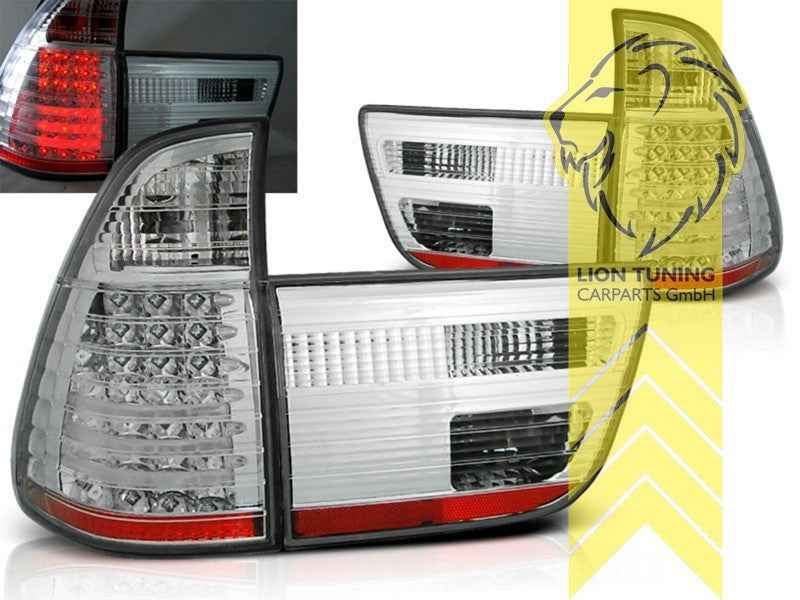 LTG Pair LED Lightbar Rear Lights Tail Lamps BMW E53 X5 white chrome 00-03 LHD