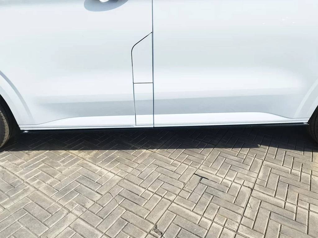 Motordrome Side Skirts 2 Extensions Ford Transit Custom Mk2 L1 VW T7 Gloss Black