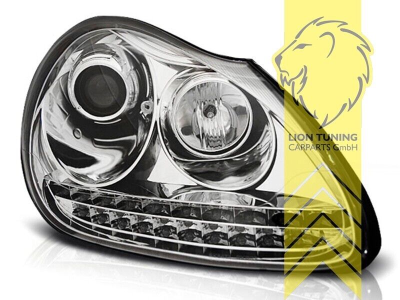 LT Pair LED Headlights Lightbar DRL Porsche Cayenne XENON 02-07 9PA chrome LHD