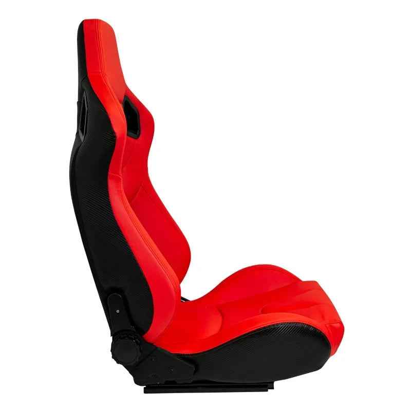 ATST x1 RK Universal Bucket Seats Red & Carbon Fibre Back Faux Leather + slides