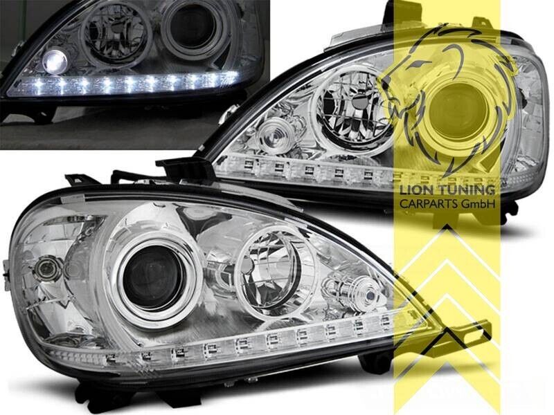 LT Pair LED DRL Lightbar Halo Headlights Mercedes W163 ML M-Class Chrome 98-01 LHD