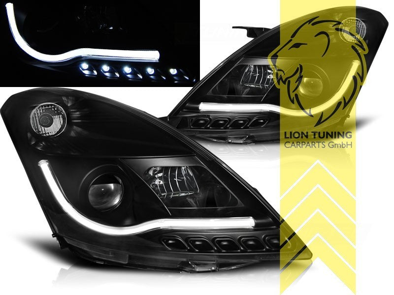 LTG Pair LED Lightbar Headlights Suzuki Swift FZ NZ 10-17  H7 / H1 Black LHD