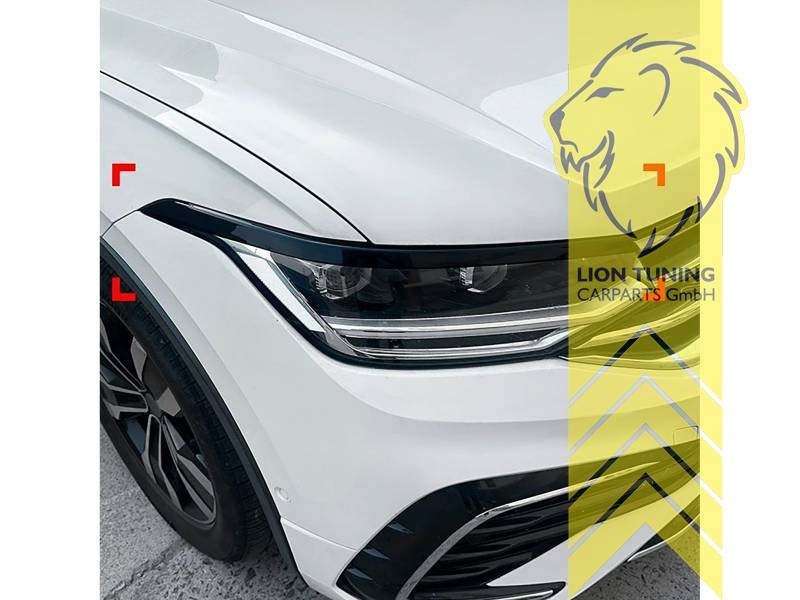 LT Headlight eyebrow covers shades trims VW Tiguan AD1 20+ glossy black ABS