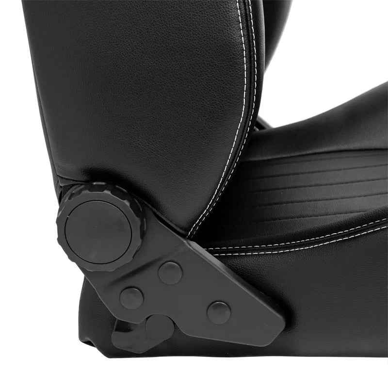 ATST x1 Retro Universal Classic Bucket Seats Black Synth Silver Stitch + slides