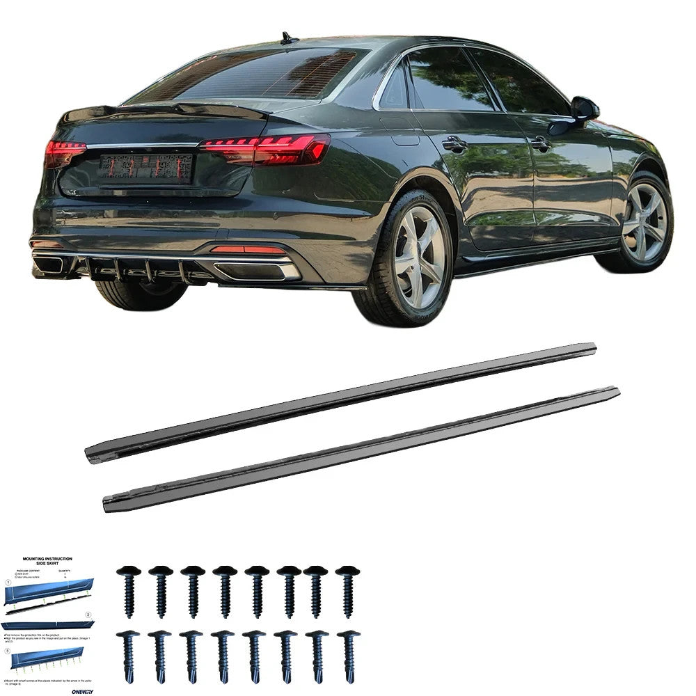 OW Side Skirts Extensions Valance AUDI A4 B9 Facelift 2019-2024 Gloss Black