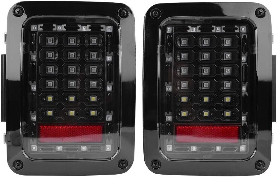 ATS Pair REAR LIGHTS Tail Lights Jeep Wrangler JK 07-16 USA Black LHD