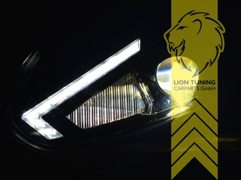 LT Pair LED DRL Lightbar Headlights OSRAM Bi XENON Ford Focus 3 black 11-14 LHD