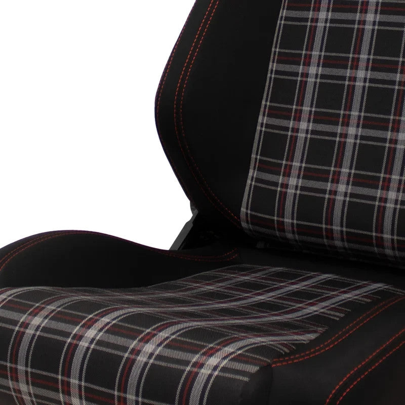 ATST x1 Universal Car Van Camper Sim Bucket Seat Black Red Check Tartan Plaid