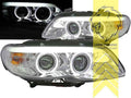 LT  Pair LED DRL Halogen Angel Eye Halo Headlights BMW X5 E53 03-06 chrome LHD