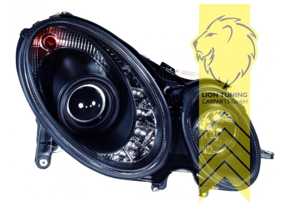 LT Pair LED DRL Halo Headlights Mercedes W211 S211 02-06 E-Class black XENON LHD