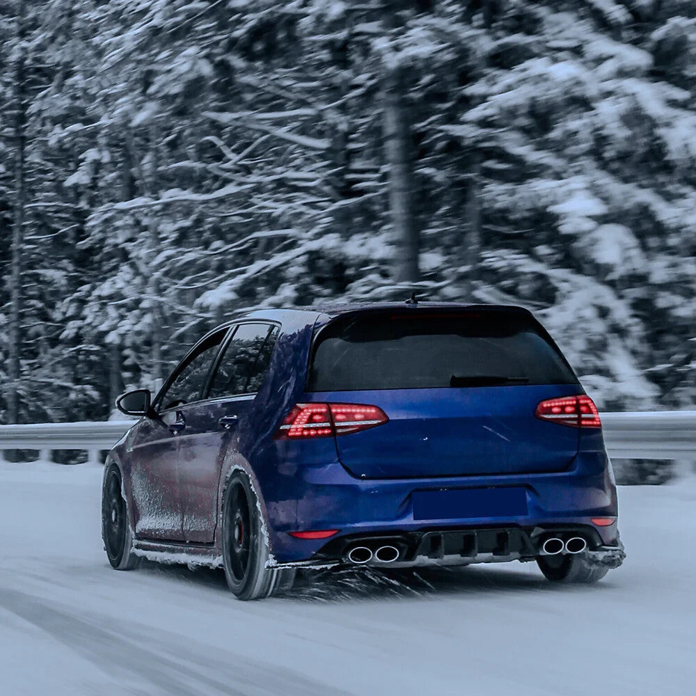 OW Rear Diffuser Valance VW Golf MK 7 R 13-16 Gloss Black ABS