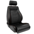Auto-Style Retro x2 Universal Classic Sports Retro Kit Car Vintage Bucket Seats Black Red Stitch Lumbar + runners + balloon lumbar