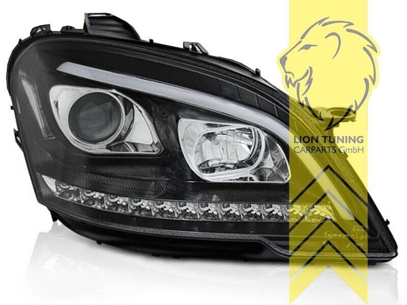 LT LED DRL Lightbar Halo Headlights Mercedes W164 ML M-Class Facelift 08-11 black LHD