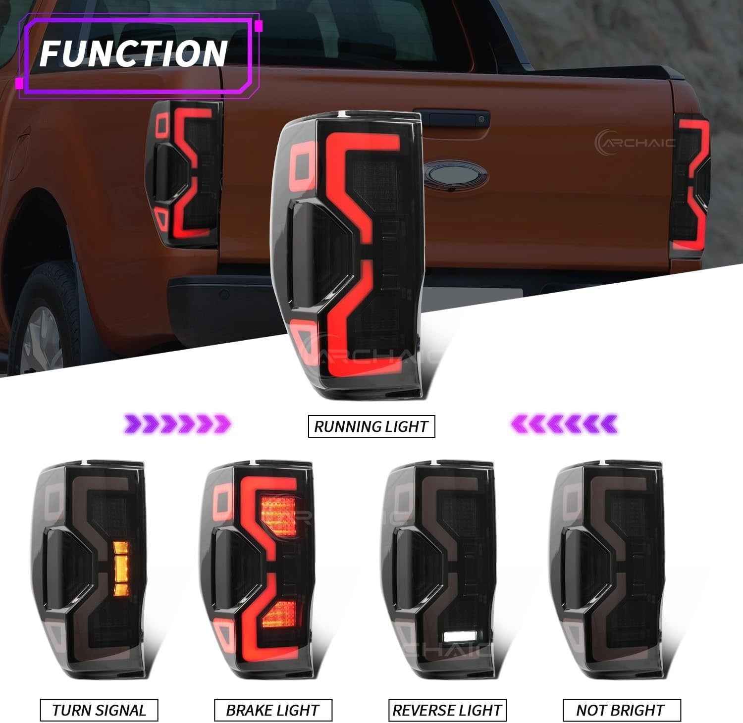 AC Pair Seq Animated LED DRL Rear lights Tail Lamps Ford Ranger T6 T7 12-21