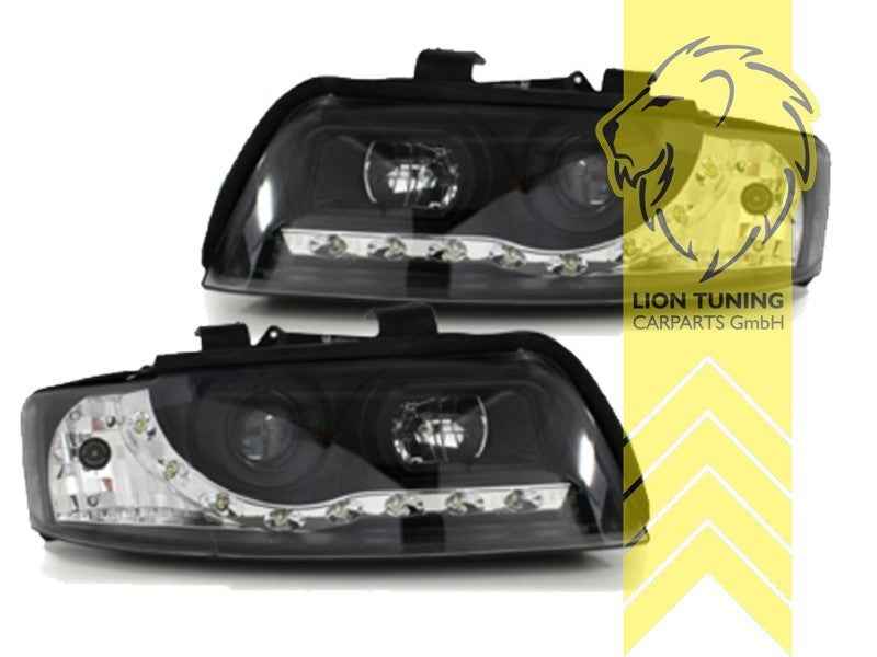 LTG LED DRL Lightbar Headlights Audi A4 B6 8E 00-04 Sedan Avant Black LHD