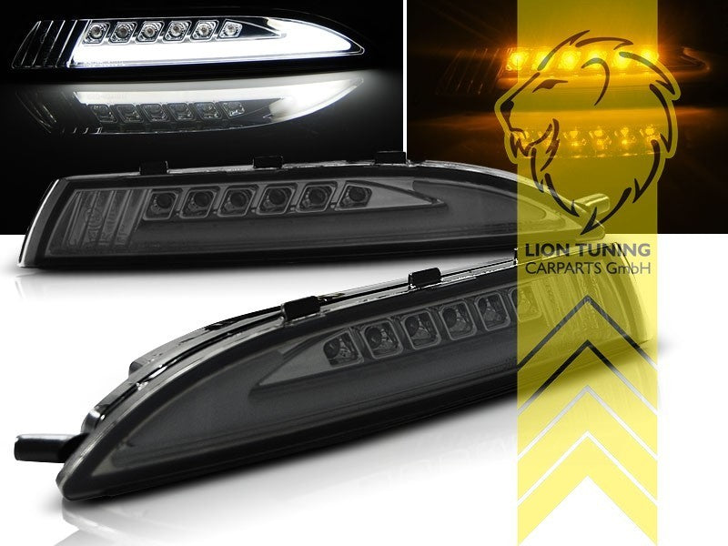 LT Pair LED DRL front indicators for VW Scirocco 3 137 138 08-14 black smoke