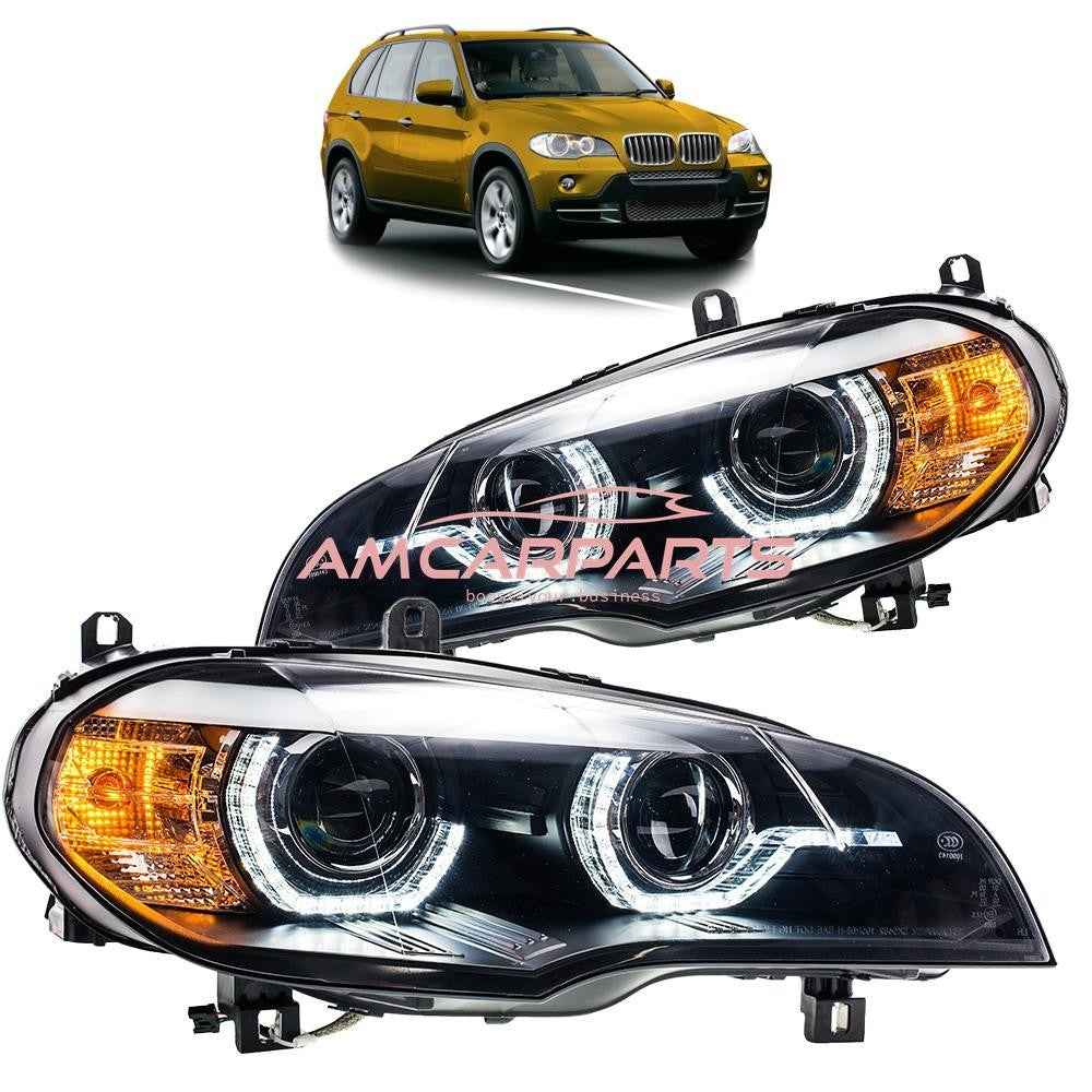 AMCP Pair LED DRL Xenon HID D1S Headlights BMW X5 E70 06-13 Pre FL LHD