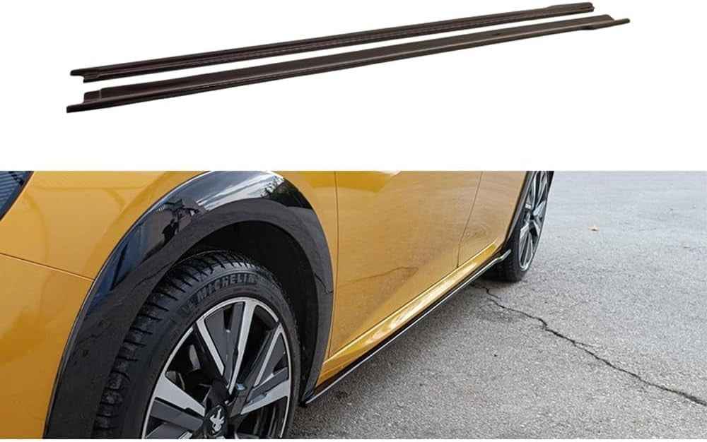 MTD Set of x2 Slim Side Skirts Diffusers Black Gloss ABS Peugeot 208 2 MK2 2019+