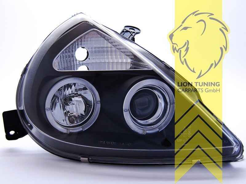 LTG Pair LED DRL Halo Headlights Ford KA RB 96-08 Black LHD
