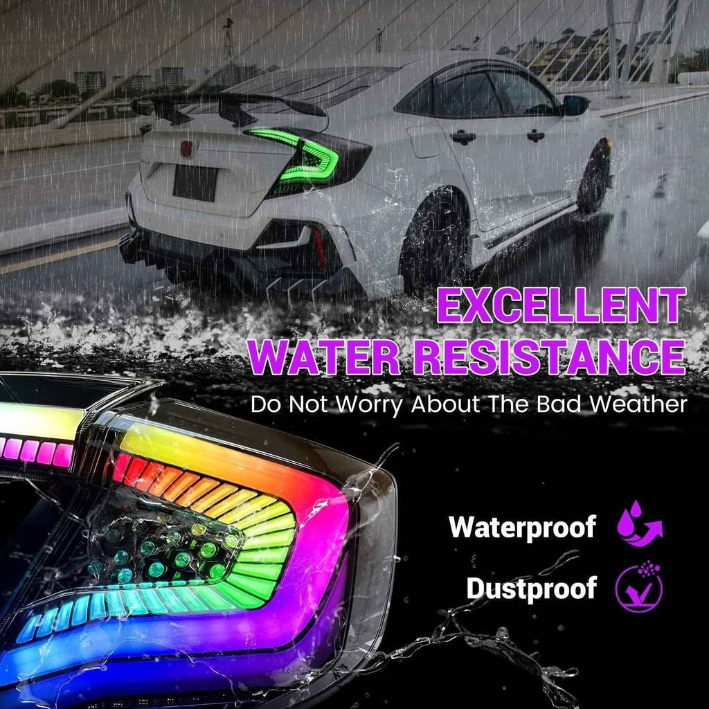 AC Pair RGB Seq Anim LED DRL Rear lights Tail Honda Civic 10 Sedan R 16-20