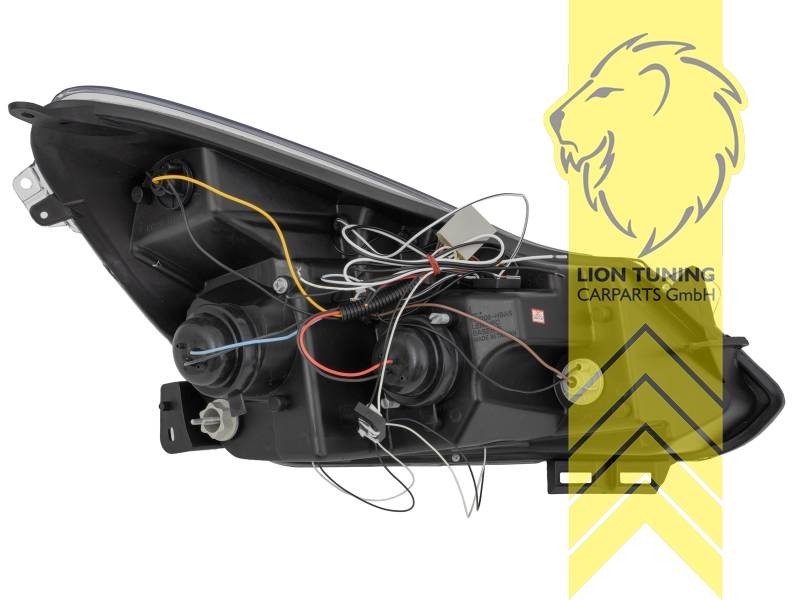 LTG Pair LED DRL Halo Lightbar Headlights Opel Corsa D 06-10 Black LHD