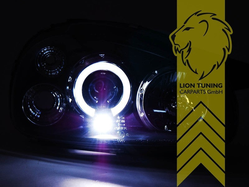 LT Pair LED DRL Halo Ring Headlights Opel Corsa B Combo B 71 93-01 chrome LHD