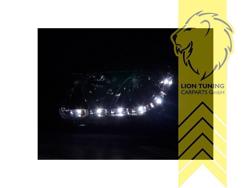 LT Pair LED DRL Halo Lightbar Headlights Headlamps VW Polo 6N2 Chrome 94-99 LHD