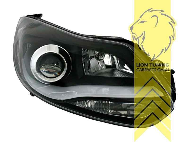 LTG Pair LED DRL Lightbar Headlights Ford Focus HB Tournament 3 11-14 black LHD