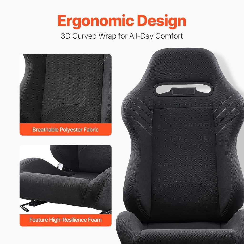 VVR Pair Universal Car Van Camper Bucket Seats black textile slides