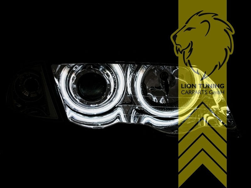 LTG Pair LED DRL CCFL Halo Ring Headlights BMW E46 99-03 Coupe Cabrio Black LHD