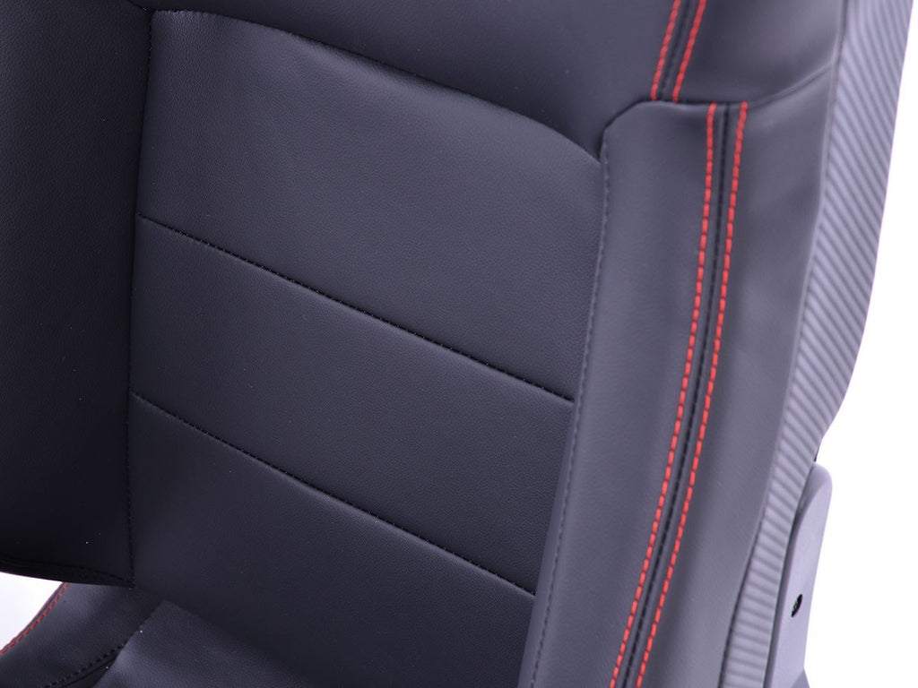 FKA Pair Universal Car Van Camper Bucket Seats black carbon red stitch edition