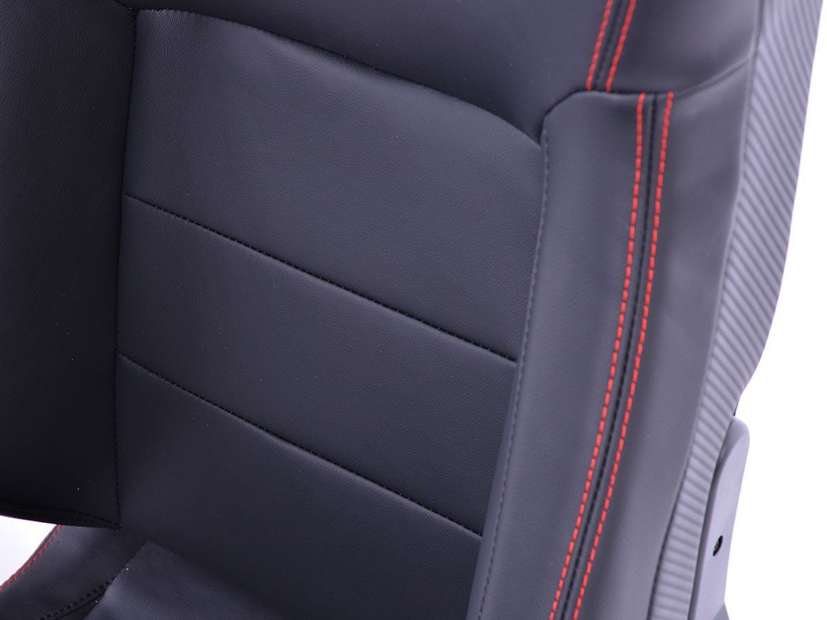 FKA Pair Universal Car Van Camper Bucket Seats black carbon red stitch edition