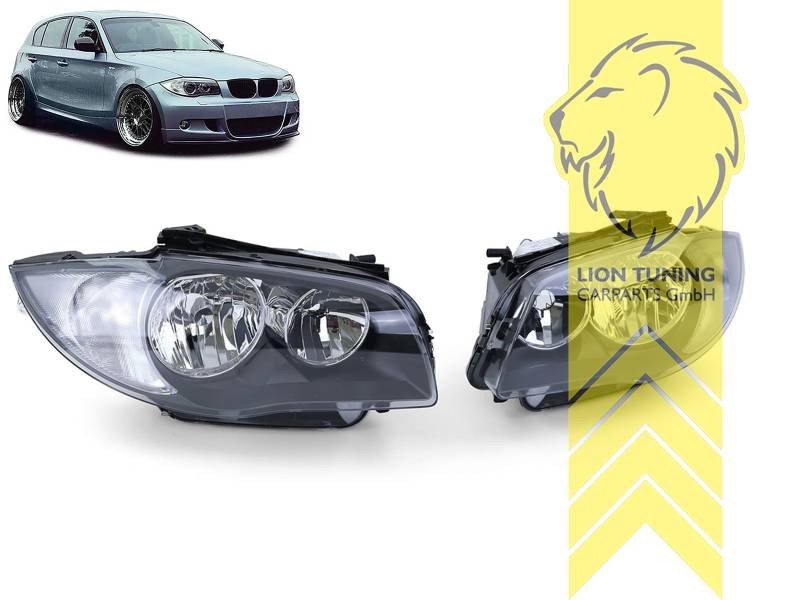 LTG Pair Halogen Headlights BMW E81 E82 E87 E88 clear glass black 03-12 LHD