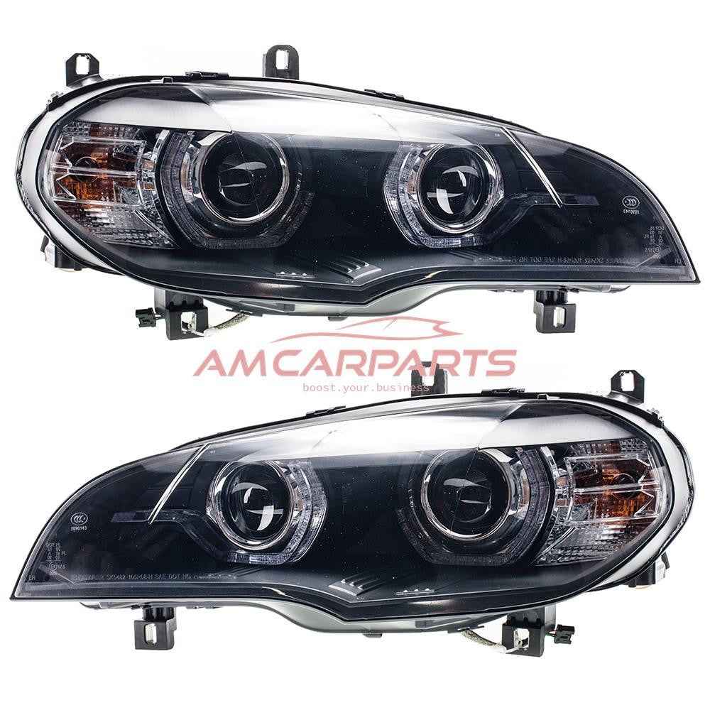 AMCP Pair LED DRL Xenon HID D1S Headlights BMW X5 E70 06-13 Pre FL LHD