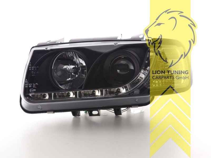 LTG Pair LED DRL Halo Lightbar Headlights VW Polo 6N 6N1 94-99 black LHD
