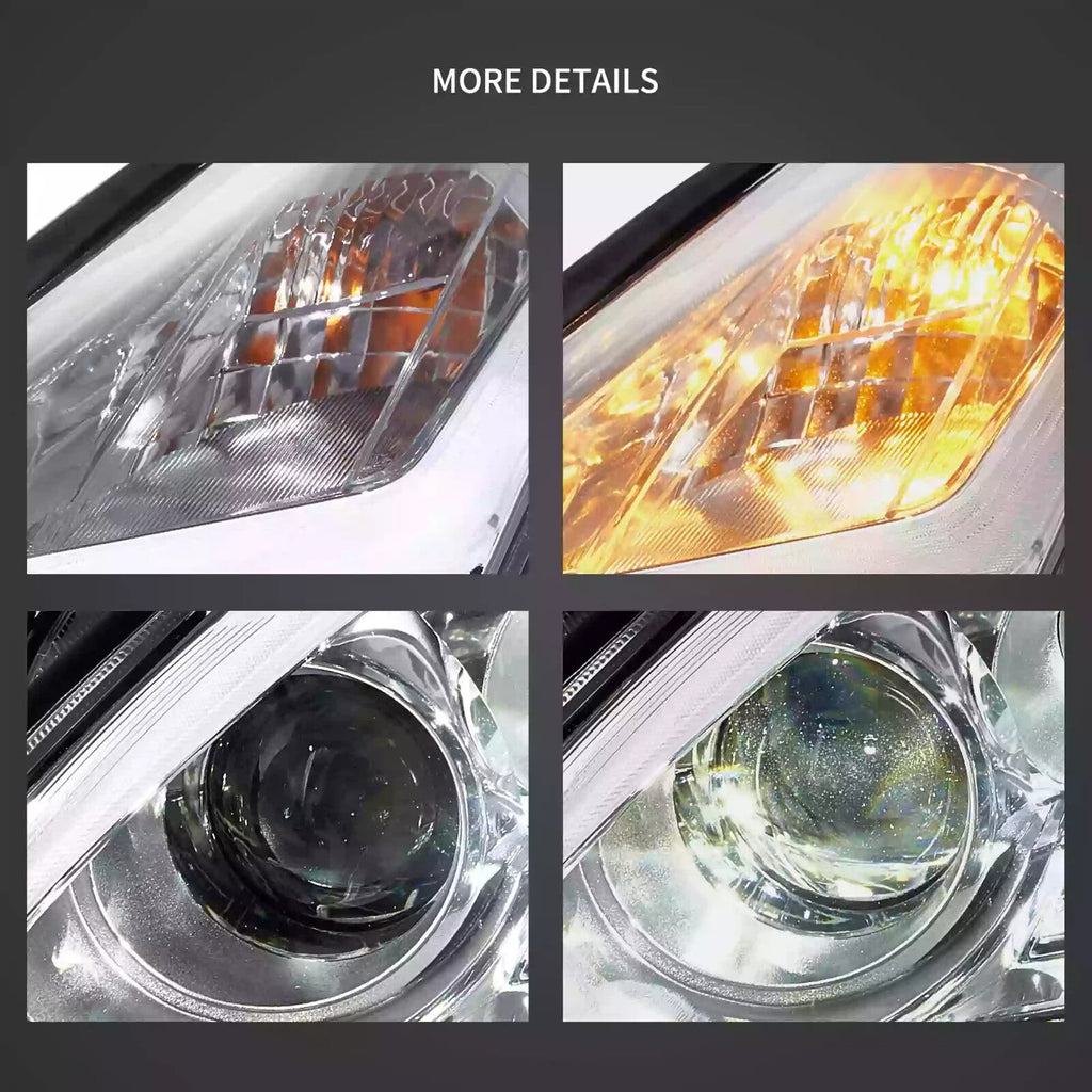 VLAND Pair 08-23 GT-R R35 LED DRL Halo Projector Headlights Lamps Chrome LHD