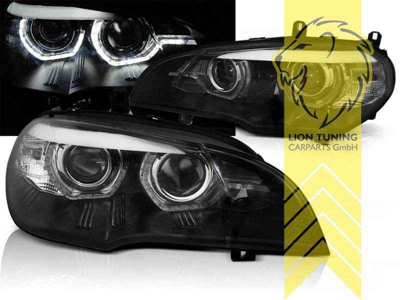 LTG XENON LED DRL Headlights for BMW X5 E70 07+ X5M S63 07-13 Not AFS black LHD