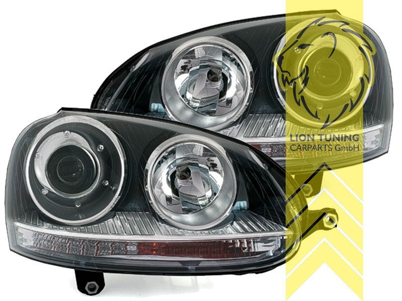 LT LED DRL Headlights VW Golf 5 Jetta 3 03-10 GTI optics black Bi XENON LHD