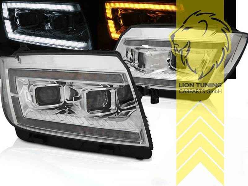 LT Pair LED DRL Halo Lightbar Headlights VW Crafter 2 SY 2016+ chrome LHD