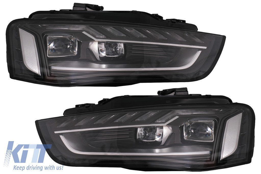 KT LUXE Pair Full LED DRL Seq Dyna Headlights Audi A4 B8.5 Facelift 12-15 LHD