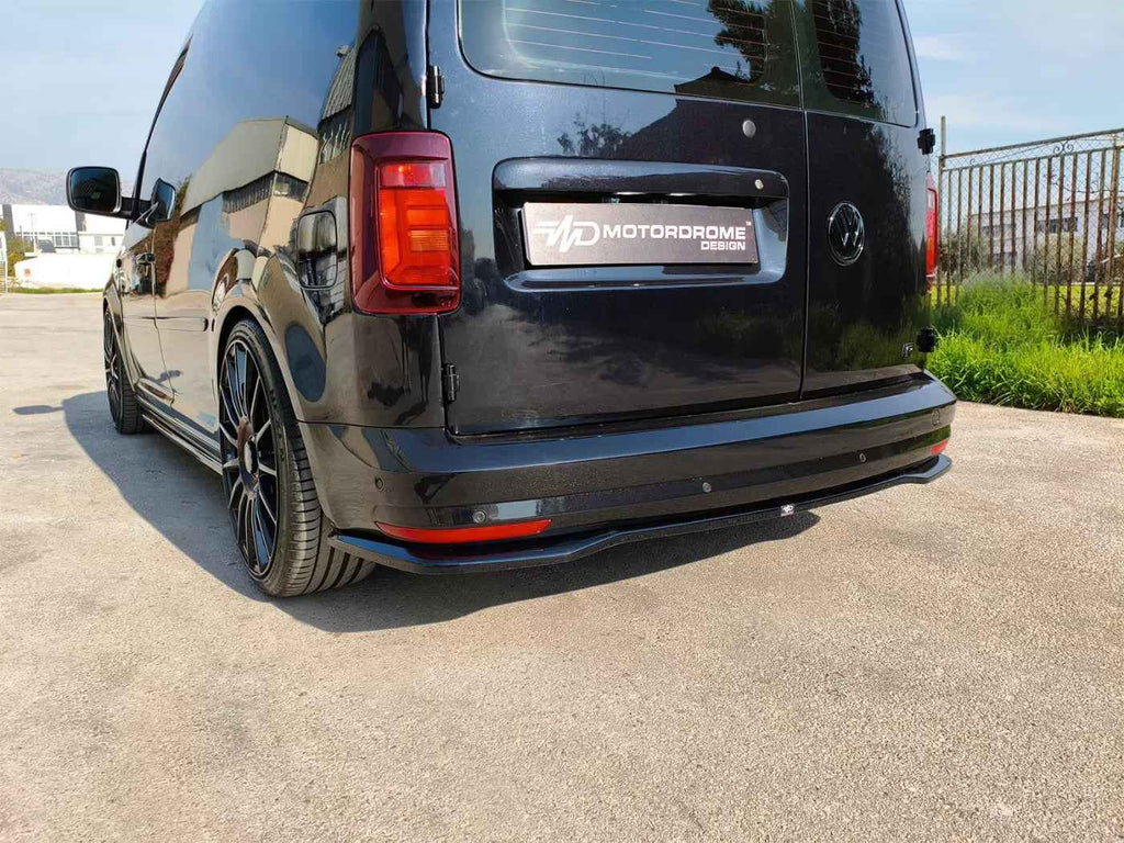 Motordrome Rear Bumper Diffusor Splitter VW Caddy Mk4 15-21 Glossy Black