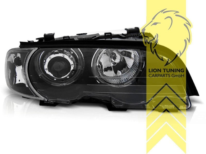 LTG Pair LED DRL CCFL Halo Ring Headlights BMW E46 99-03 Coupe Cabrio Black LHD