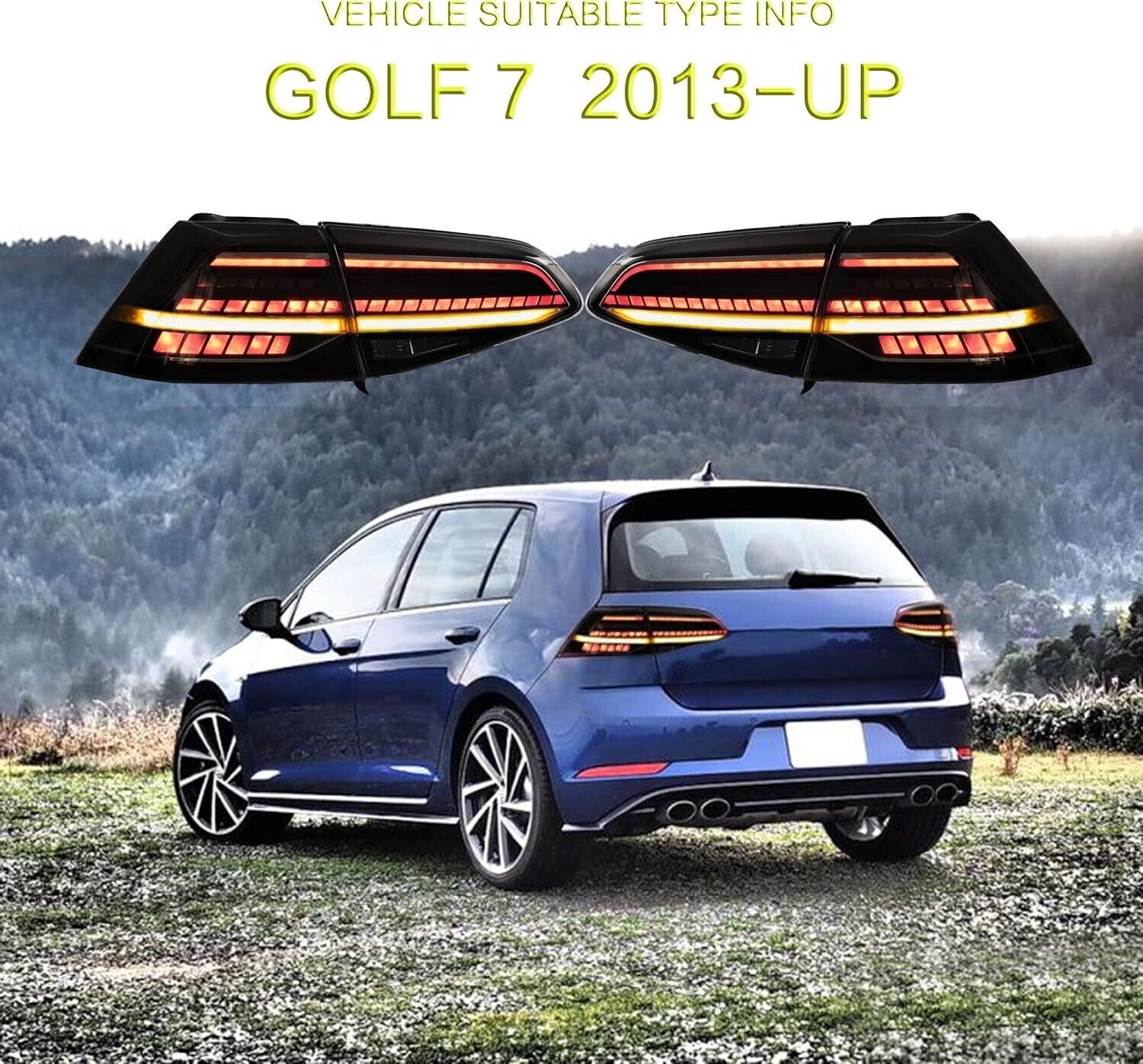 VLAND Golf 7 - 7.5 13-20 Lightbar LED SEQUENTIAL Rear Lights Smoked LHD