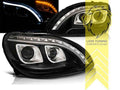LTG Pair LED Halo DRL Headlights Mercedes S Class W220 98-05 Black EXPORT ONLY