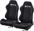VVR Pair Universal Car Van Camper Bucket Seats black textile slides