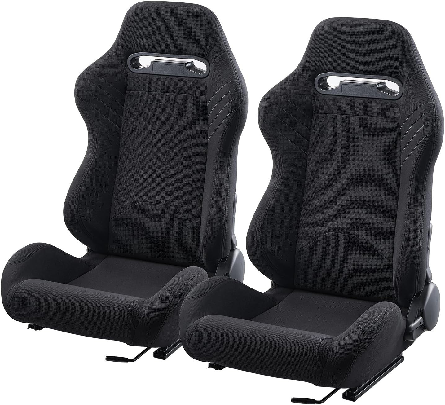 VVR Pair Universal Car Van Camper Bucket Seats black textile slides