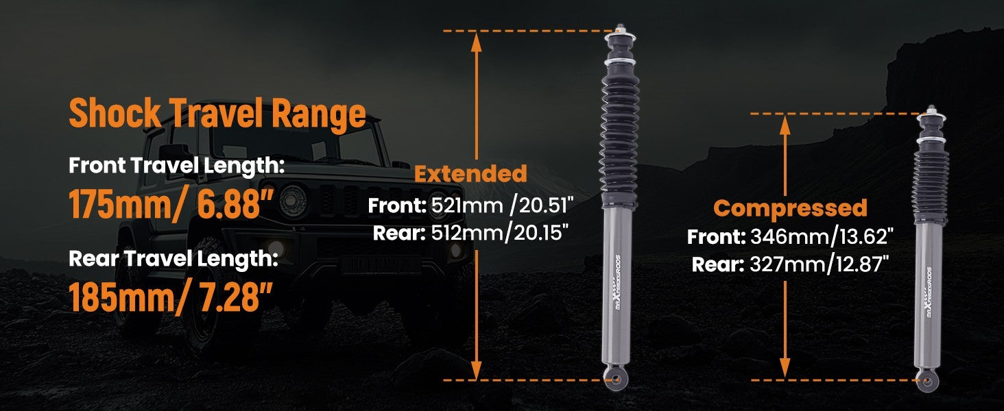 MXPR 4Pcs Front & Rear Lowering Coilovers Lift Kit Suzuki Jimny 2" 50mm 98-13